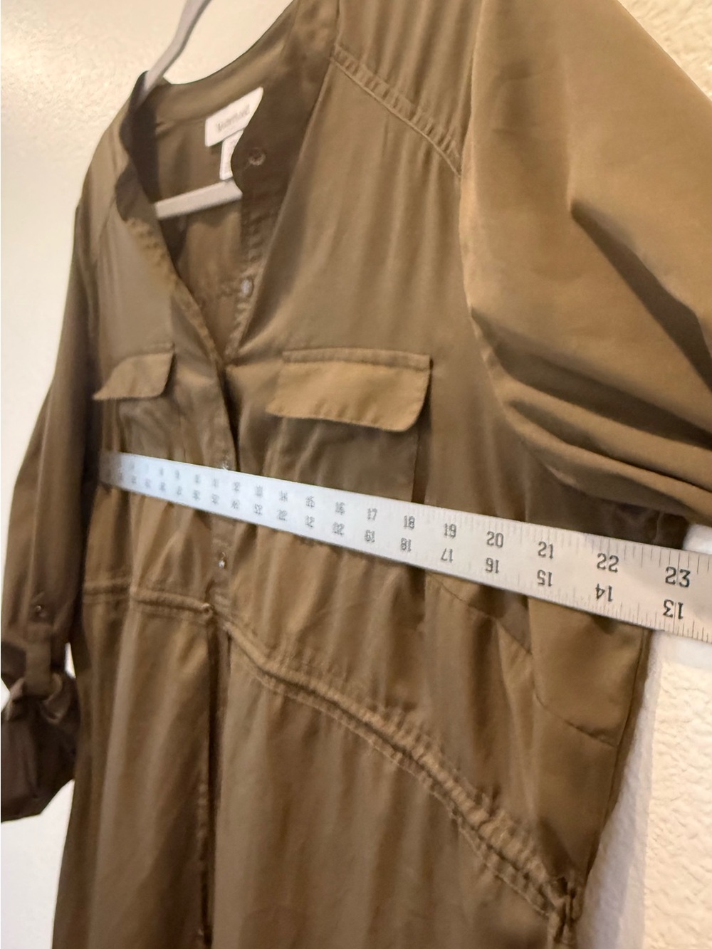 Motherhood maternity shirt dress green size XL gathered waist - Picture 4 of 10
